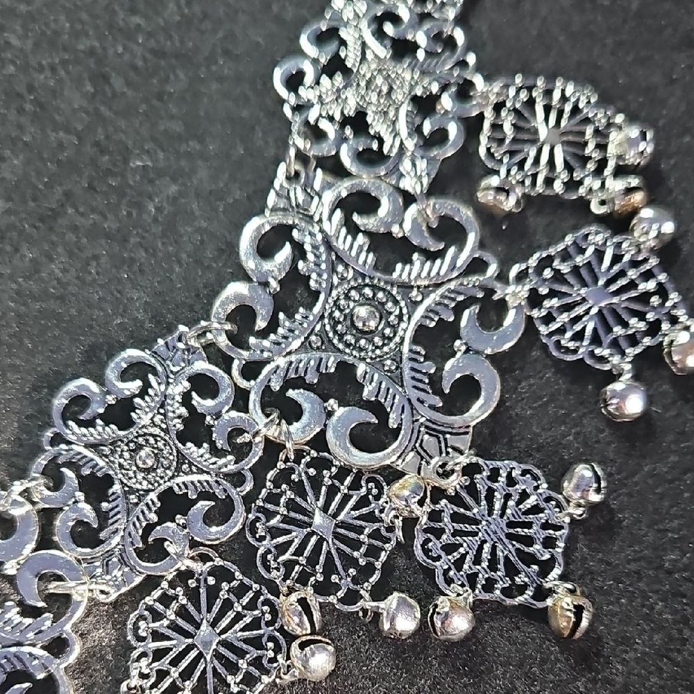 Elegant Two Piece Silver Statement Necklaces - image 3